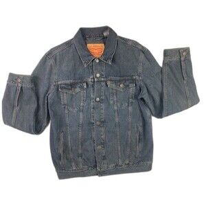 Levi Size M Mens Denim Jean Jacket Trucker Cotton Black